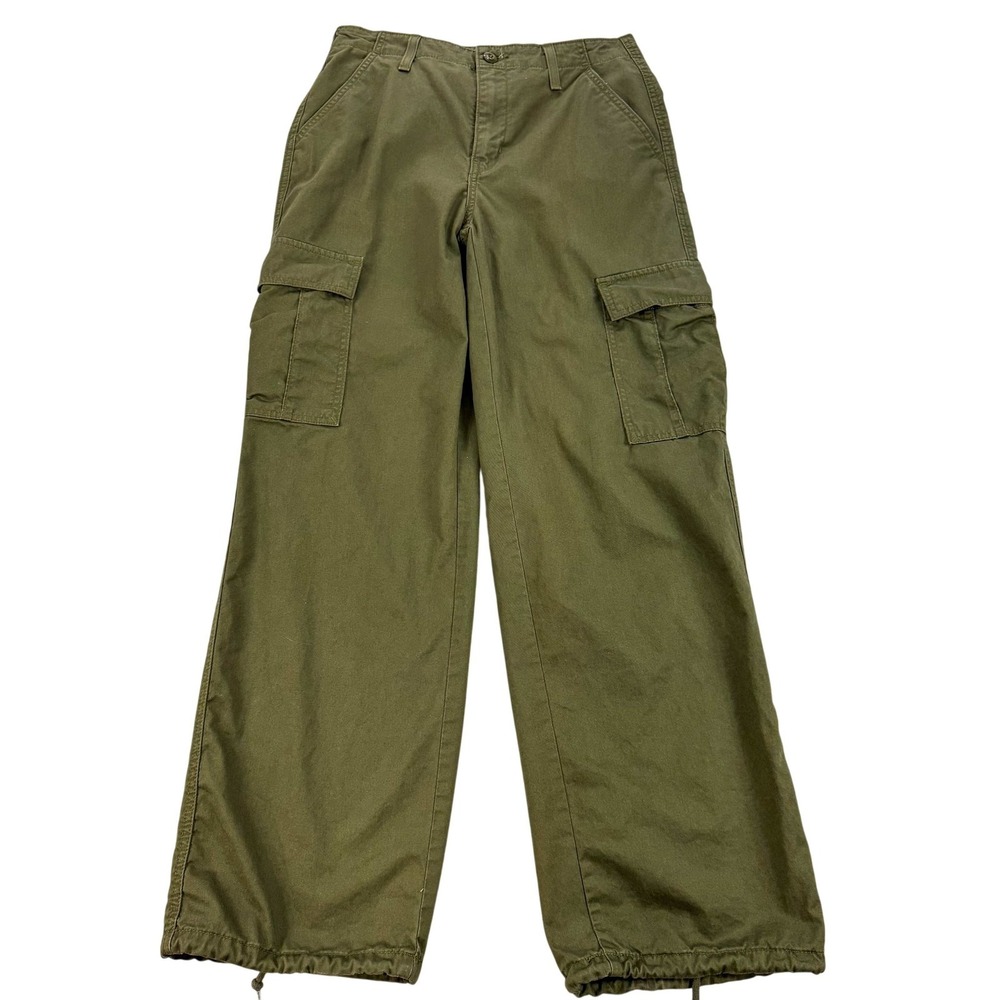 Levis 94 Baggy Cargo Pants Womens 28 Green Cotton Wide Leg Relaxed Fit 30x32